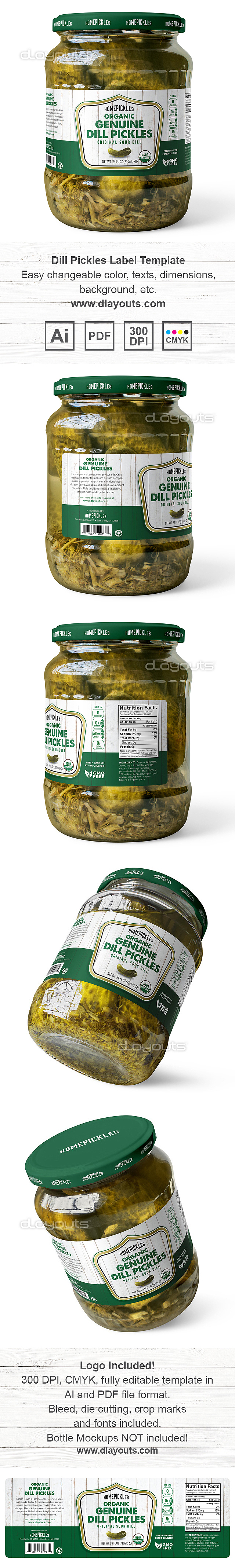 Organic Dill Pickles Label Template