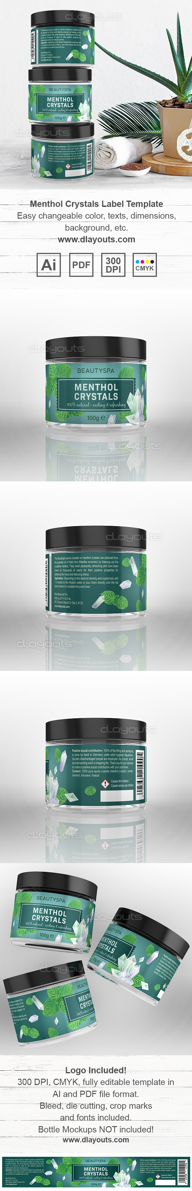 Menthol Crystals Label Template