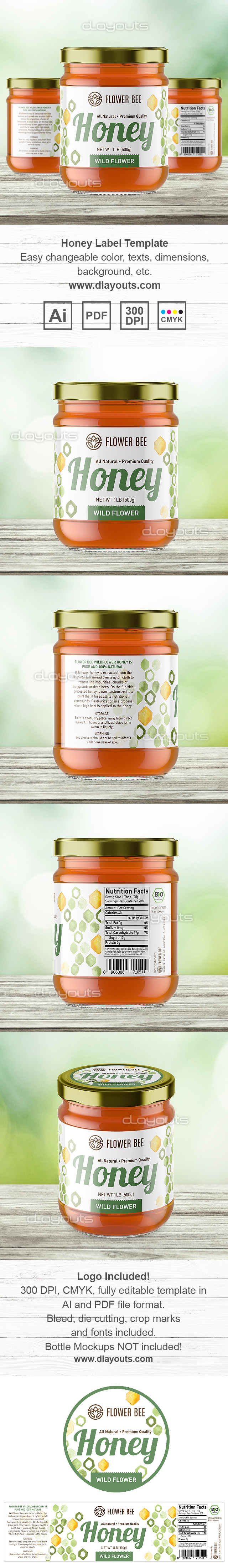 Wild Flower Honey Label Template