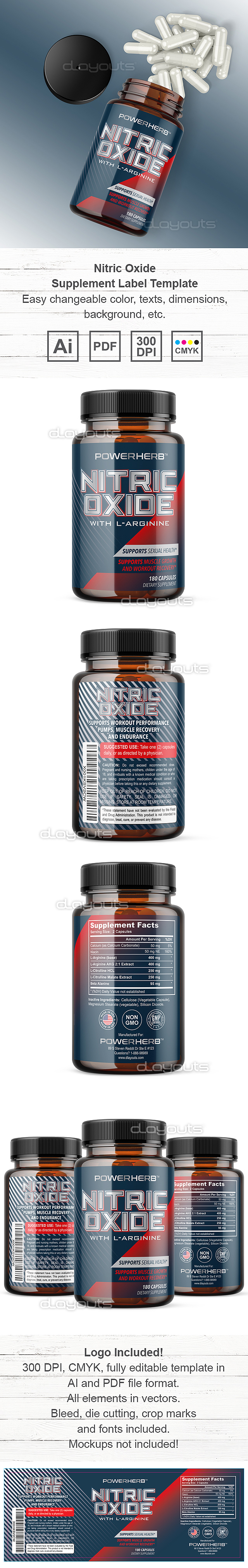 Nitric Oxide Supplement Label Template