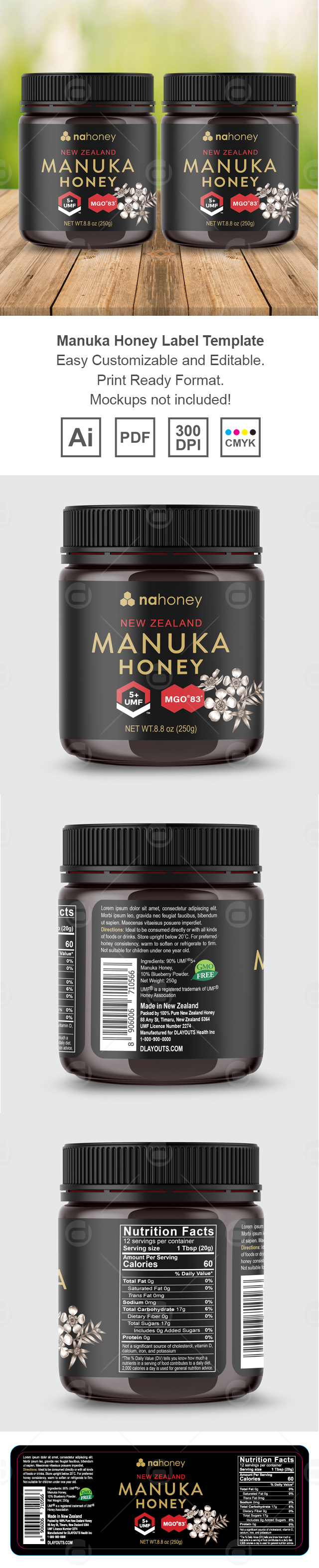 Manuka Honey Label Template