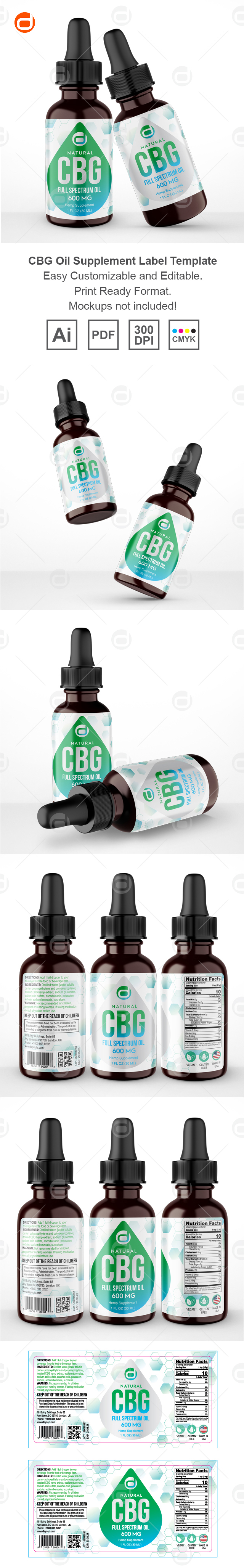 CBG Oil Supplement Label Template