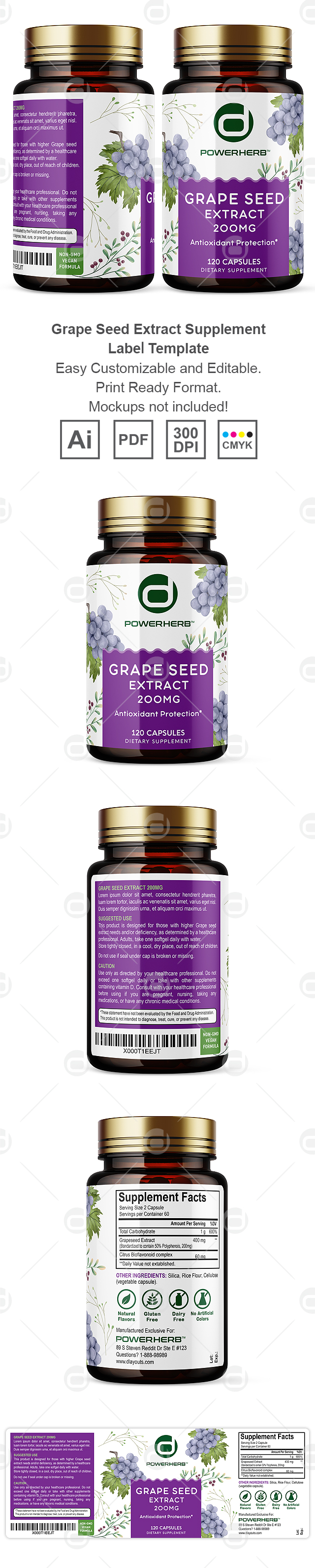 Grape Seed Extract Supplement Label Template