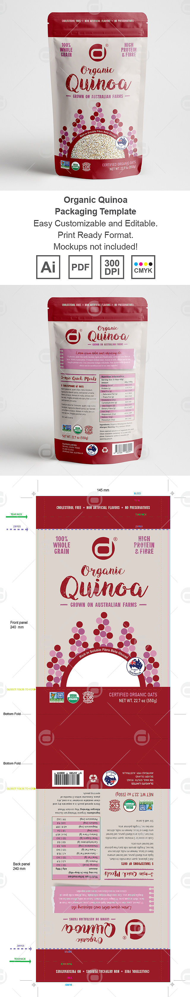 Organic Quinoa Packaging Template