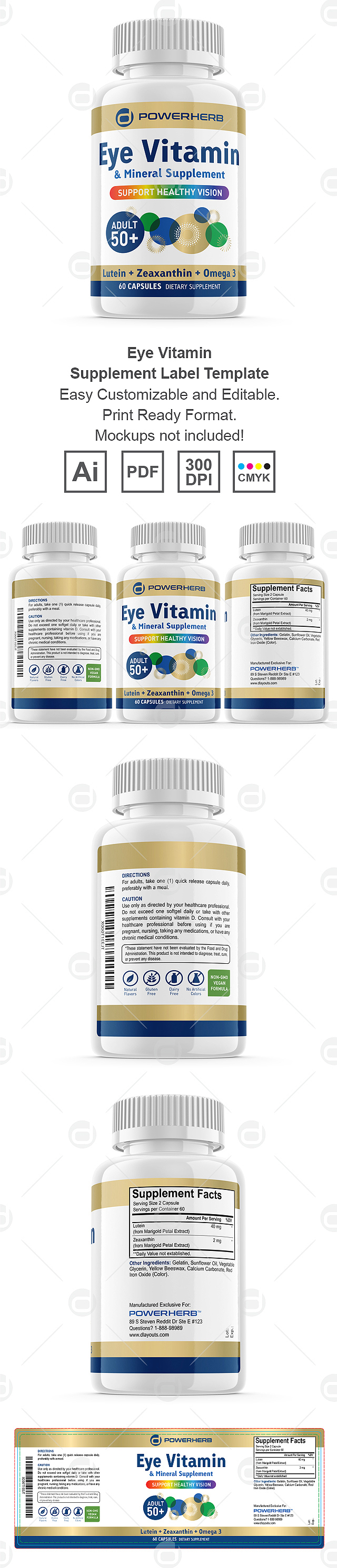 Eye Vitamin Supplement Label Template