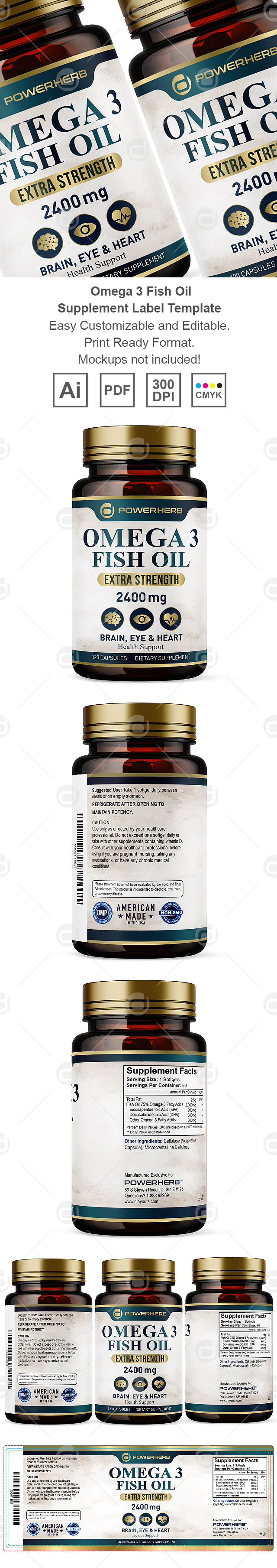 Omega 3 Fish Oil Supplement Label Template