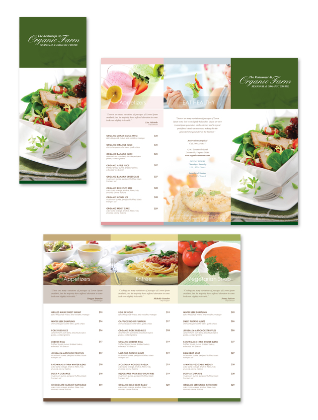 Organic Restaurant Tri Fold Menu Template