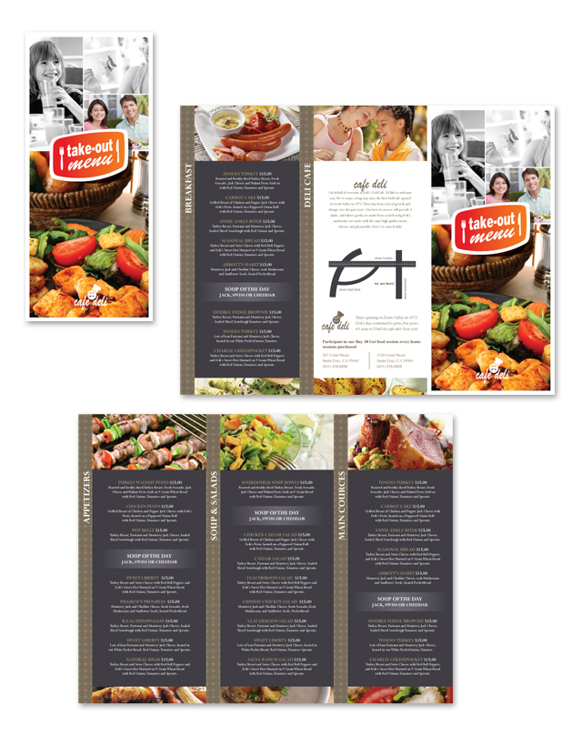 New Cafe Deli Take-out Tri Fold Menu Template