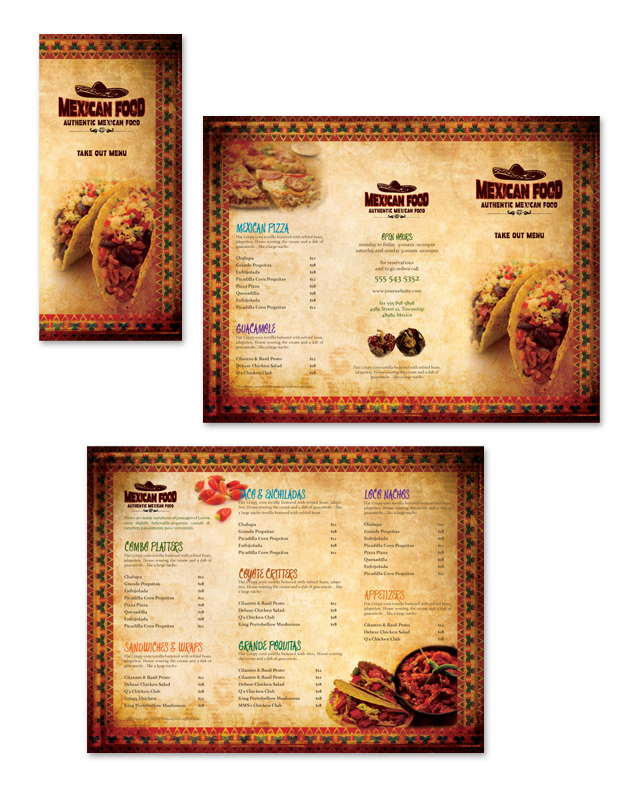 Mexican Restaurant Take-out Menu Template