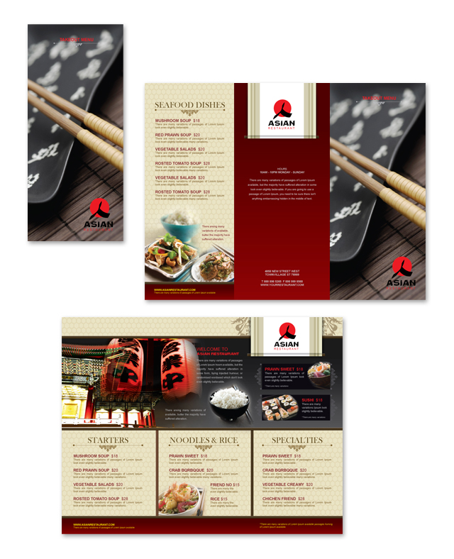 Asian Restaurant Take-out Menu Template