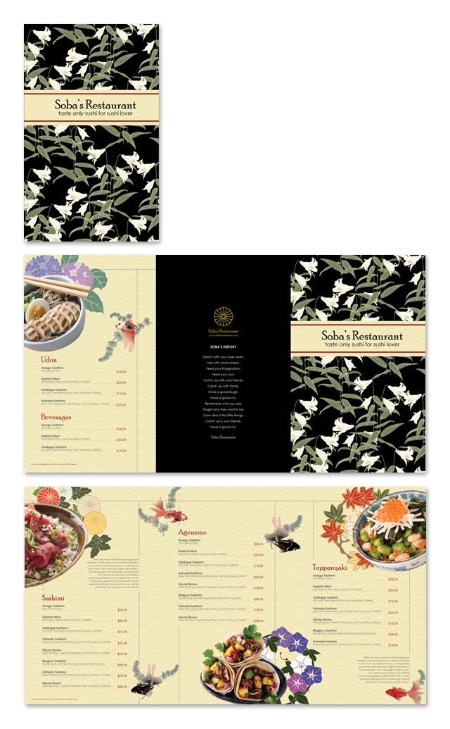 Japanese Restaurant Menu Template