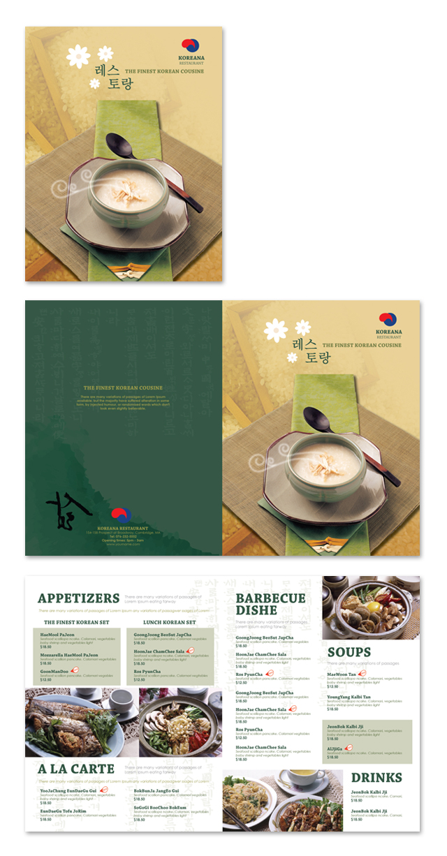 Korean Restaurant Menu Template