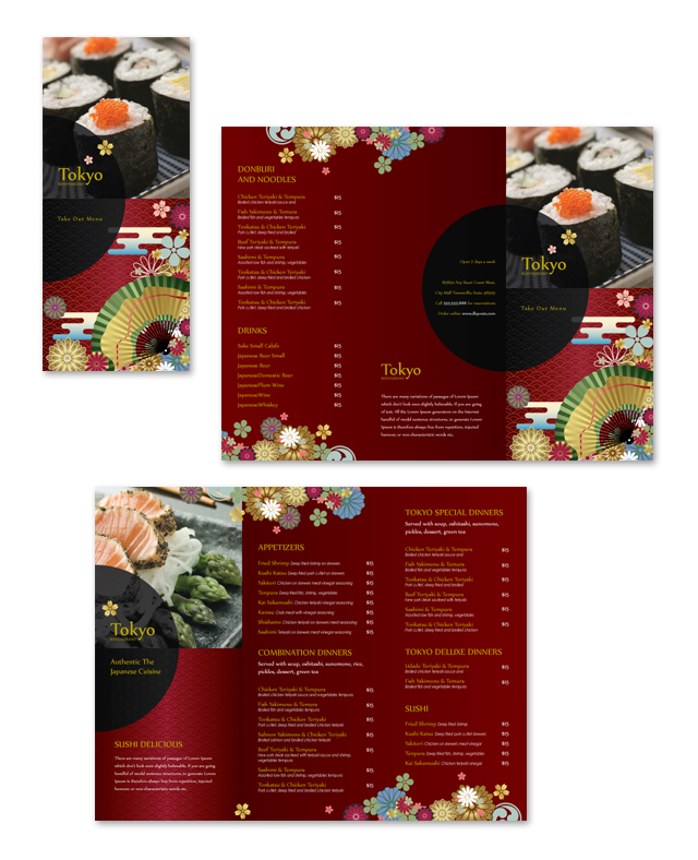 Japanese Restaurant Take-out Menu Template