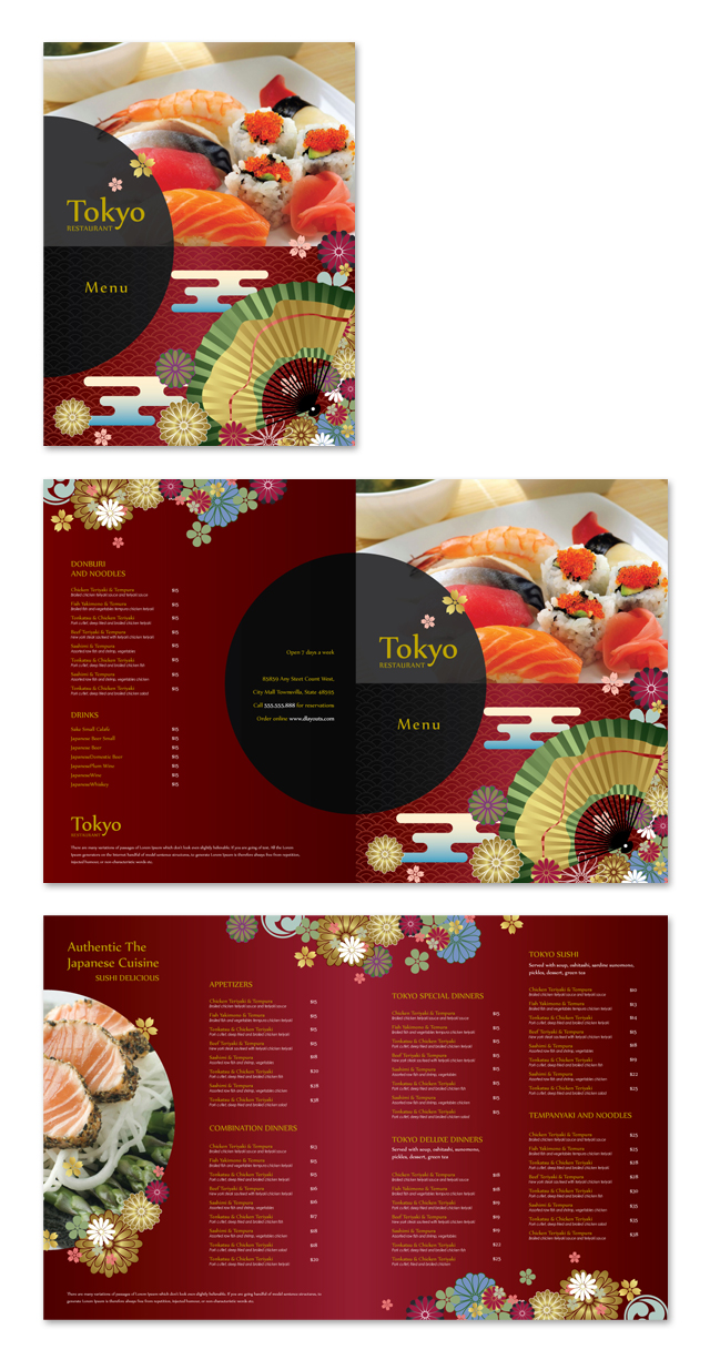 Japanese Sushi Restaurant Menu Template