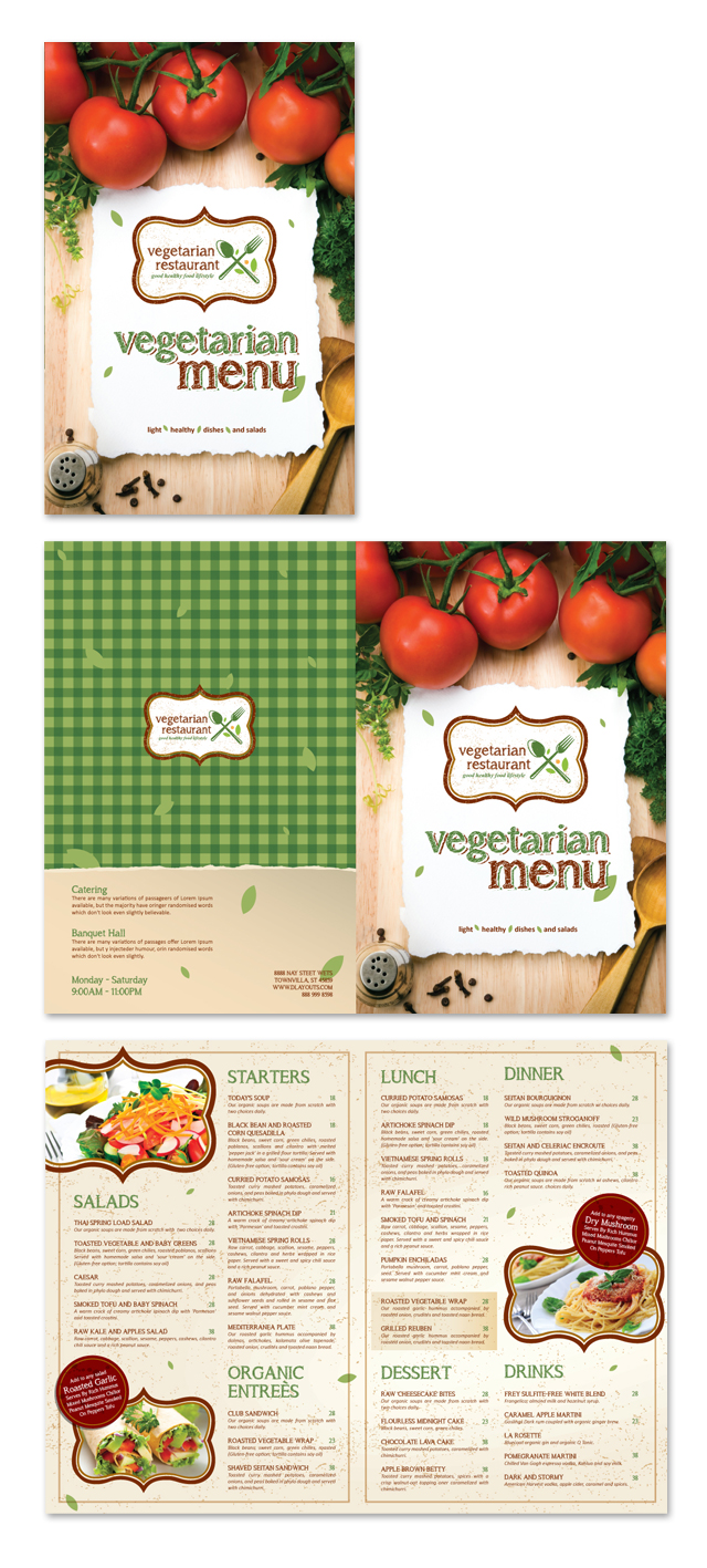 Vegetarian Restaurant Menu Template