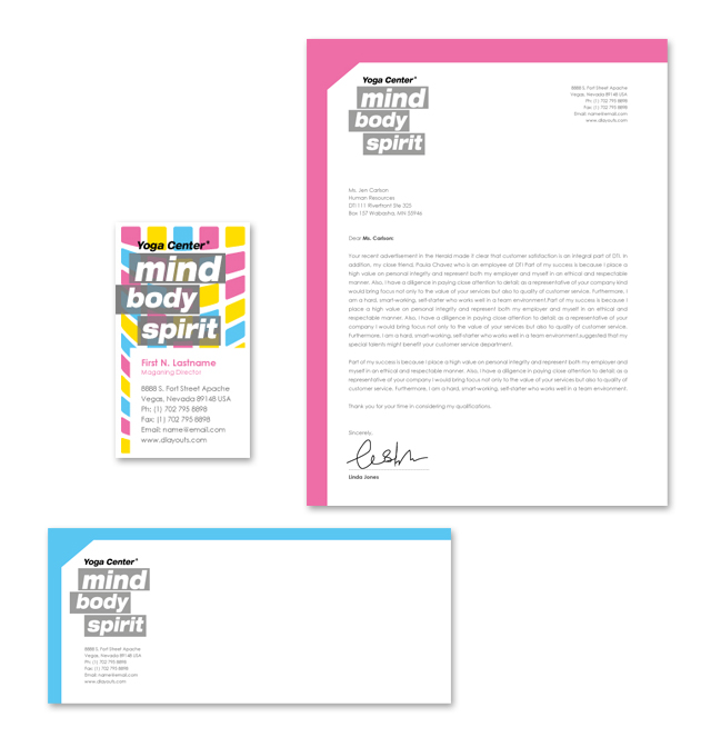 Yoga Instructor & Studio Stationery Kits Template