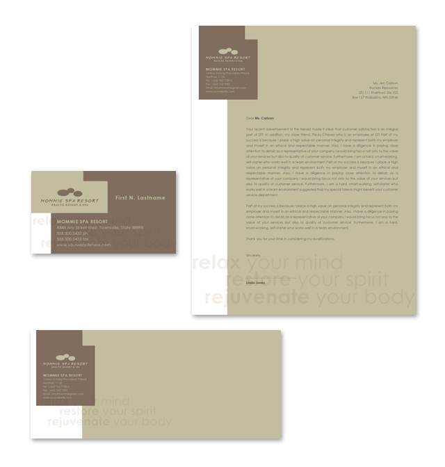 Wellness Spa Resort Stationery Kits Template