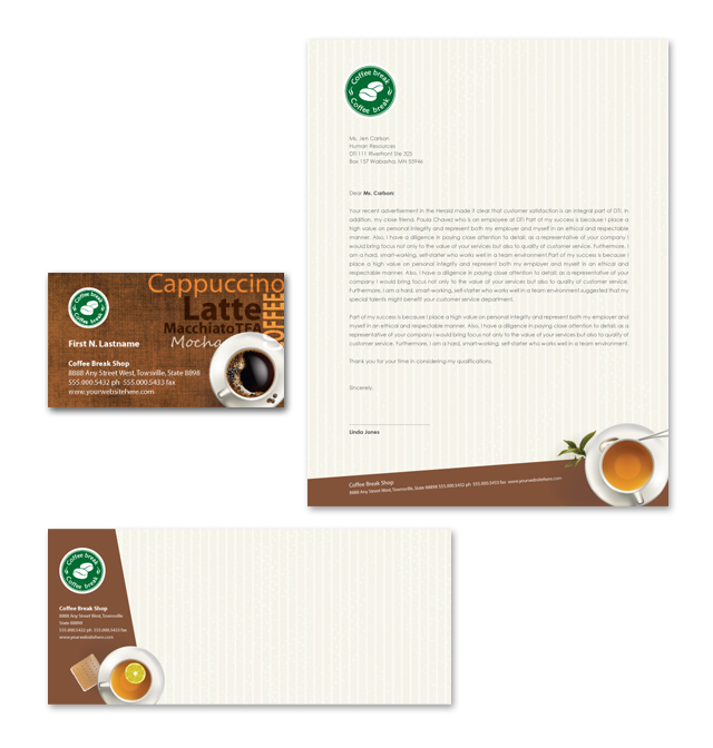 Coffee Shop Stationery Kits Template