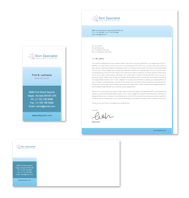 Skin Specialist Centre Stationery Kits Template