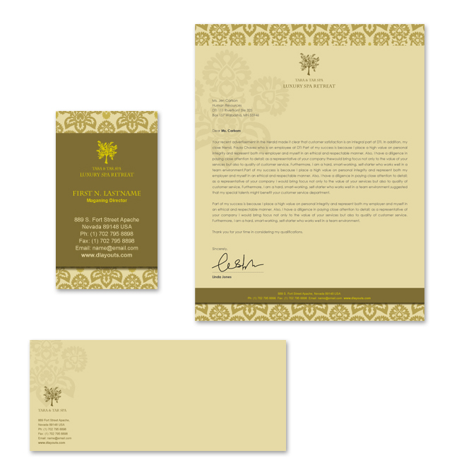 Natural Day Spa & Massage Stationery Kits Template