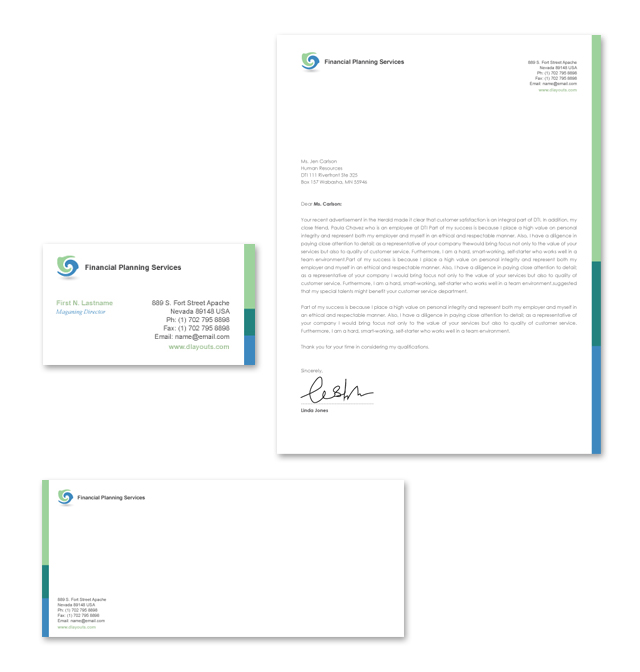 Financial Planning & Consulting Stationery Kits Template