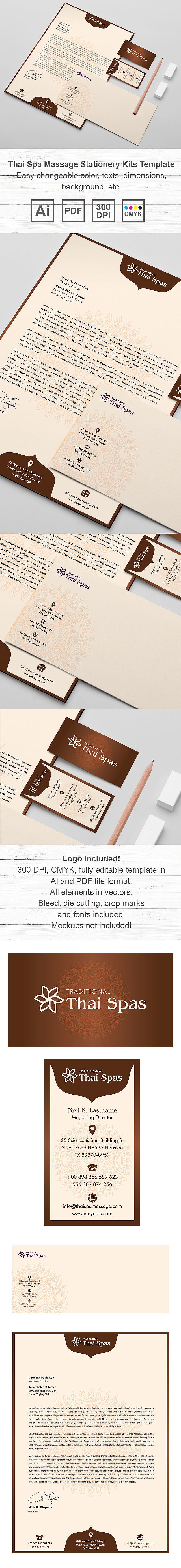 Thai Spa Massage Stationery Kits Template