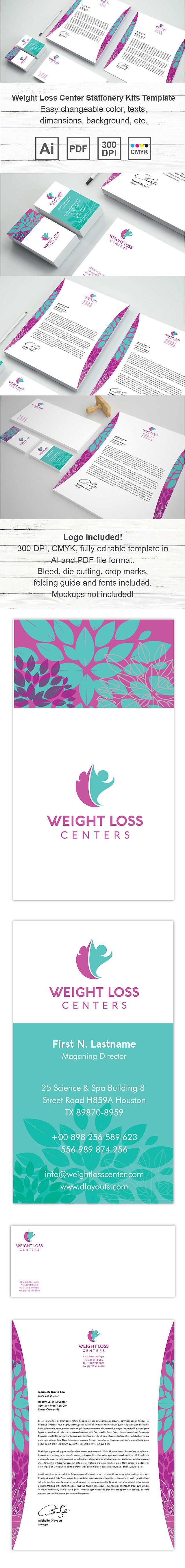 Weight Loss Center Stationery Kits Template