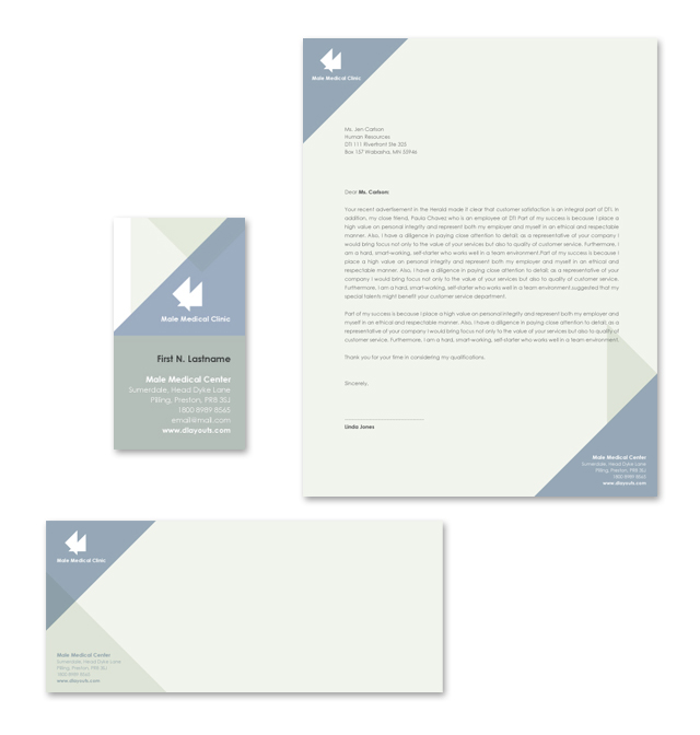 Male Medical Clinic Stationery Kits Template
