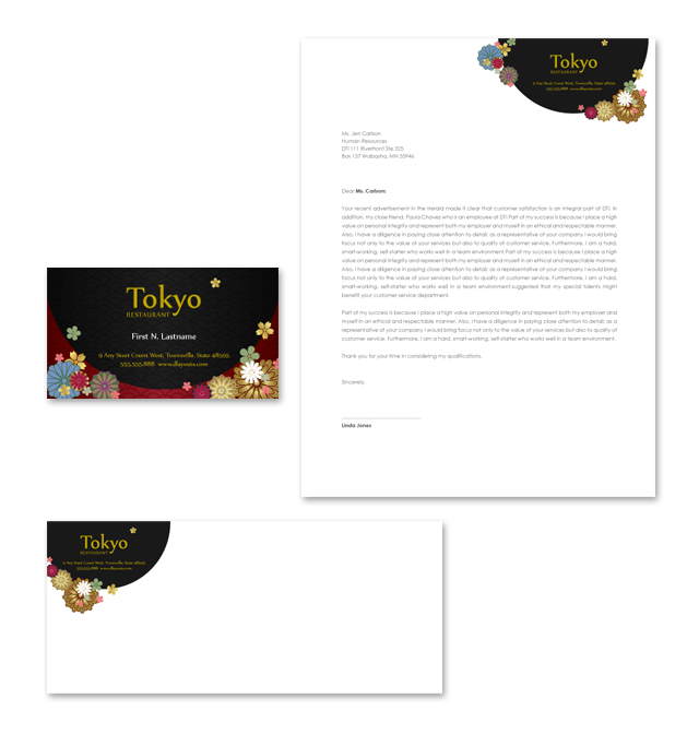 Japanese Restaurant Stationery Kits Template