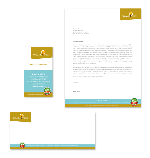 Organic Food Market Stationery Kits Template