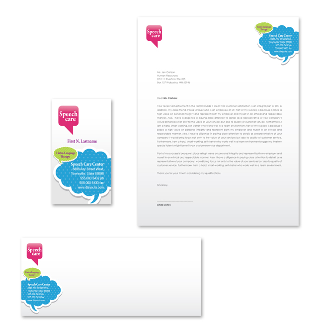 Speech & Language Pathology Stationery Kits Template