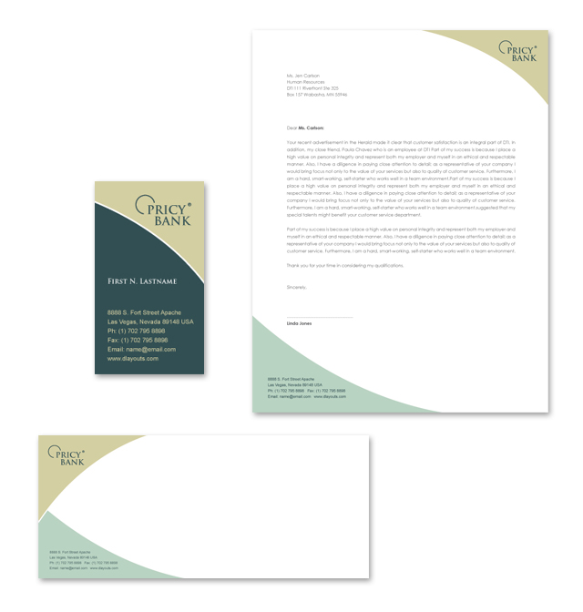 Private Bank Stationery Kits Template