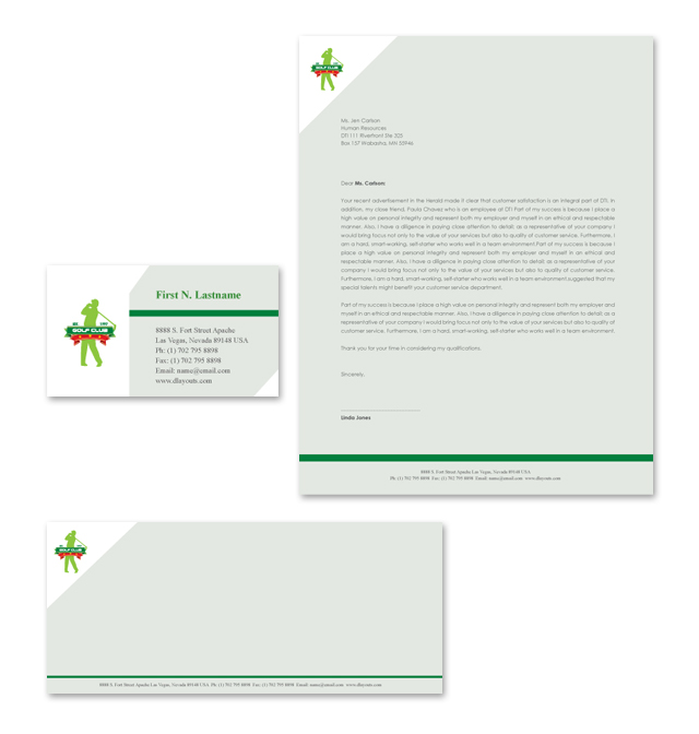 Golf Course & Instruction Stationery Kits Template