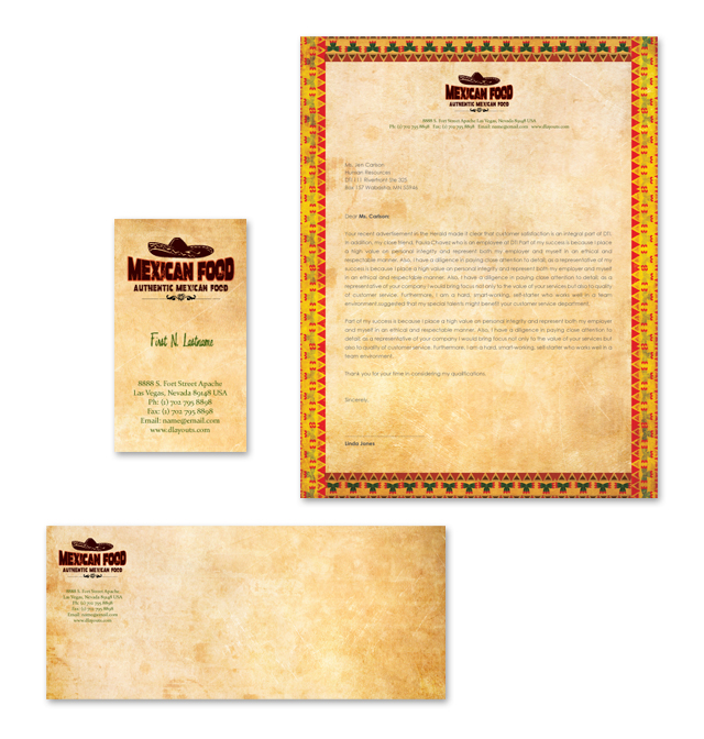 Mexican Restaurant Stationery Kits Template