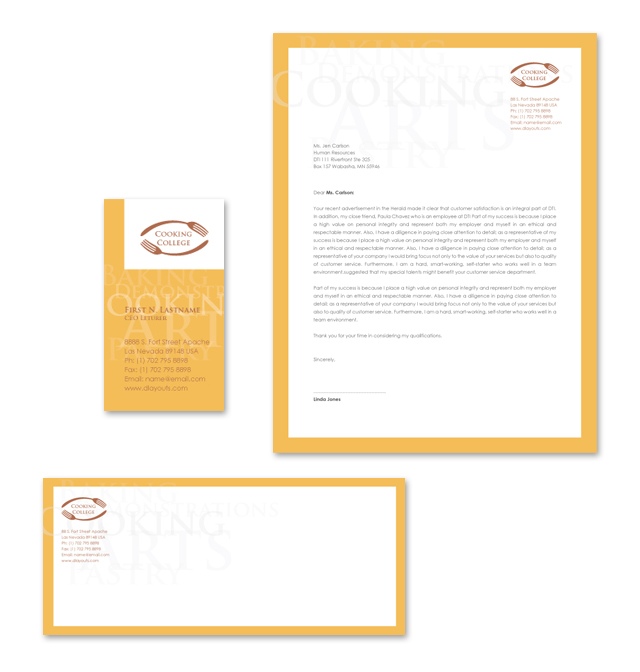 Cooking College Stationery Kits Template