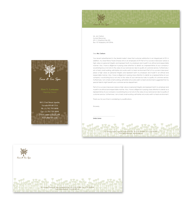 Natural Spa & Massage Stationery Kits Template