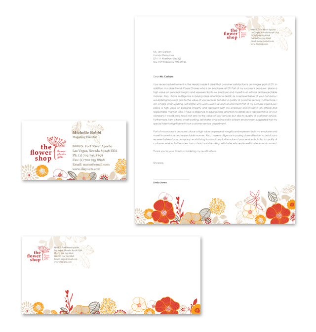 Florist Shop Stationery Kits Template