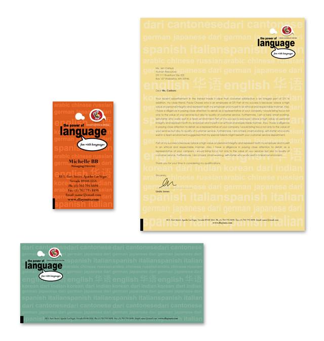 Language Learning Center Stationery Kits Template