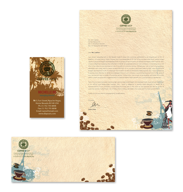 Coffee Shop Stationery Kits Template