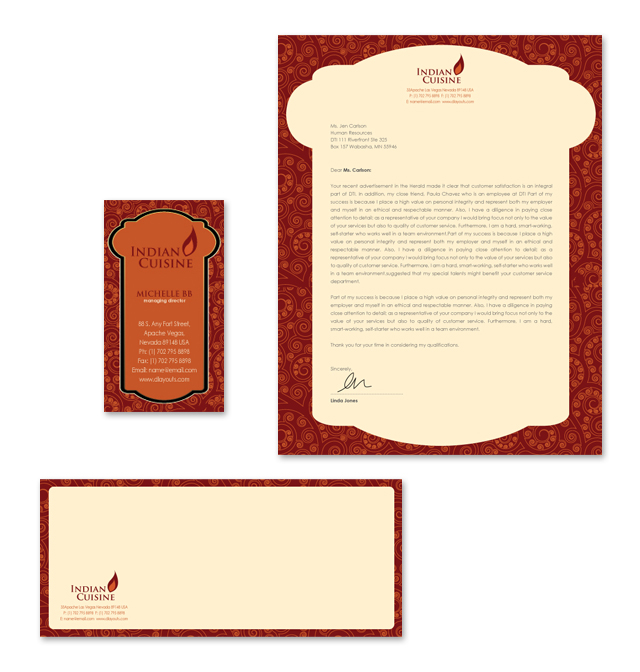 Indian Restaurant Stationery Kits Template