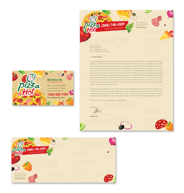 Pizza Restaurant Stationery Kits Template