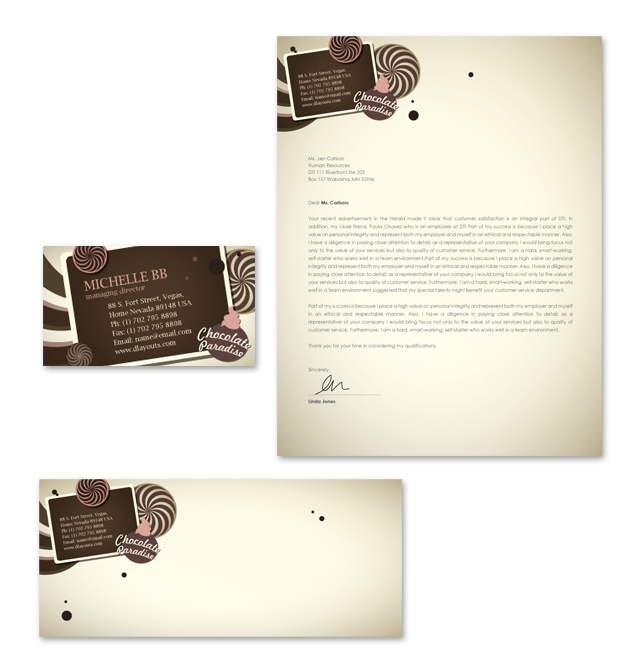 Chocolate Shop Stationery Kits Template