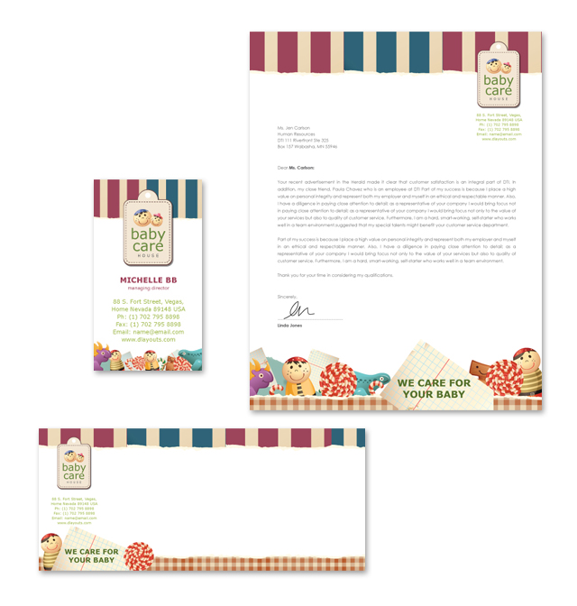 Babysitting Stationery Kits Template