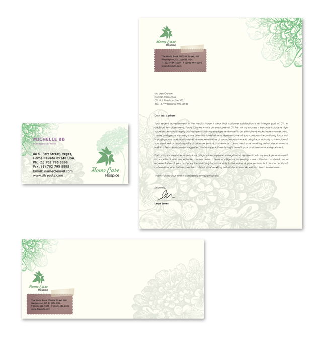 Home Care Stationery Kits Template