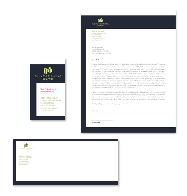 Business Planning Stationery Kits Template