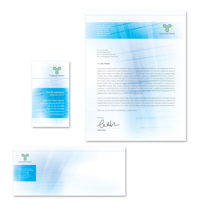 Corporate Finance Stationery Kits Template