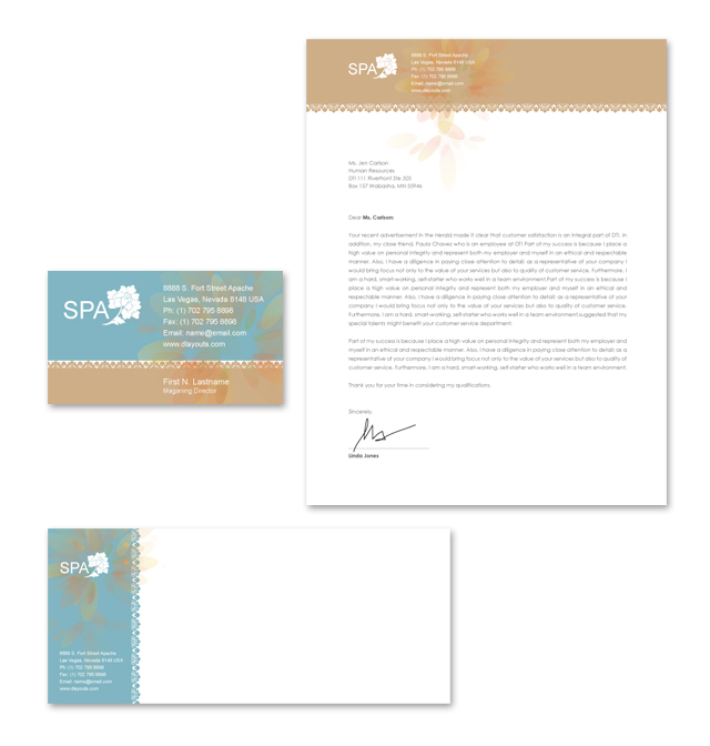 Spa Treatment Stationery Kits Template