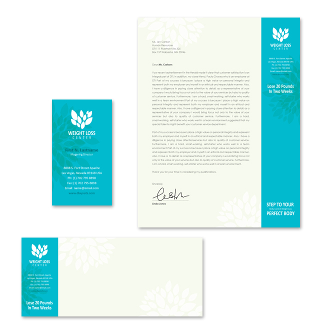 Weight Loss Center Stationery Kits Template