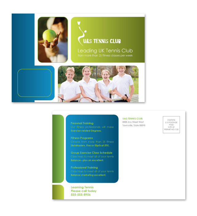 Tennis Club Postcard Template