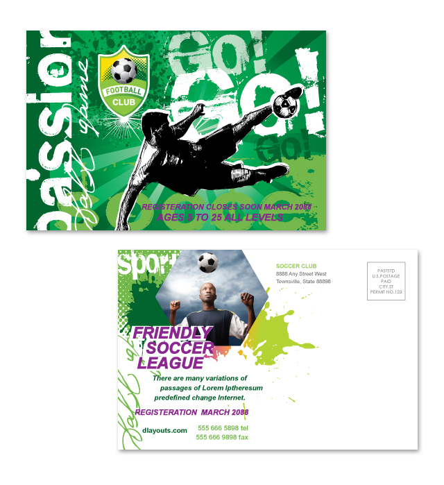 Soccer Club Postcard Template